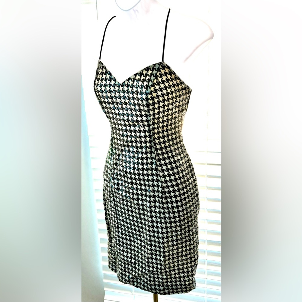 🪩HW Collection~Vintage Sparkle Houndstooth Mini Dress